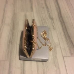 Blush clutch shoulder bag